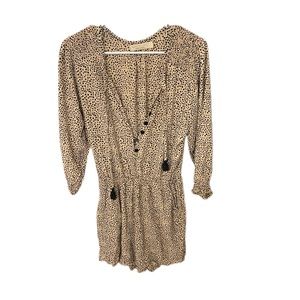 Anthropologie Beachgold polka dot romper with pockets size S